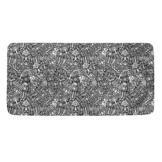 Grey And White Totem Pattern Print Towel
