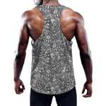 Grey And White Totem Pattern Print Training Tank Top