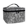 Grey And White Totem Pattern Print Travel Makeup Bag