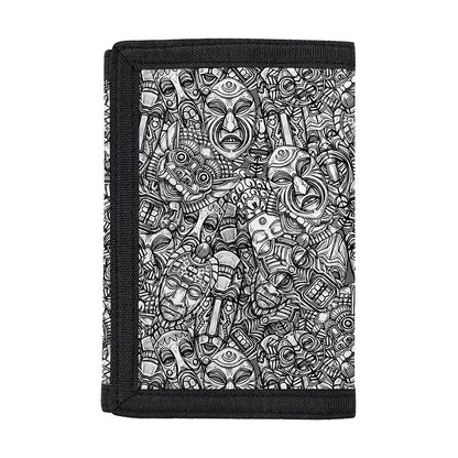 Grey And White Totem Pattern Print Trifold Wallet