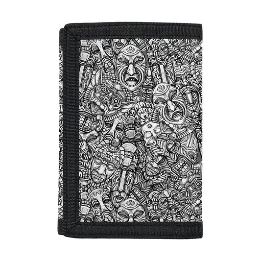 Grey And White Totem Pattern Print Trifold Wallet