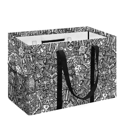 Grey And White Totem Pattern Print Utility Tote Bag