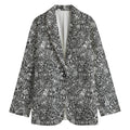 Grey And White Totem Pattern Print Women's Blazer