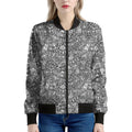 Grey And White Totem Pattern Print Women's Bomber Jacket