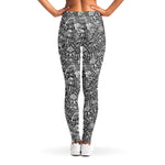 Grey And White Totem Pattern Print Women's Leggings