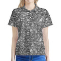 Grey And White Totem Pattern Print Women's Polo Shirt