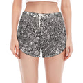 Grey And White Totem Pattern Print Women's Split Running Shorts