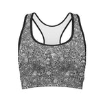 Grey And White Totem Pattern Print Women's Sports Bra