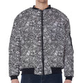 Grey And White Totem Pattern Print Zip Sleeve Bomber Jacket