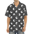 Grey And White Yin Yang Pattern Print Aloha Shirt