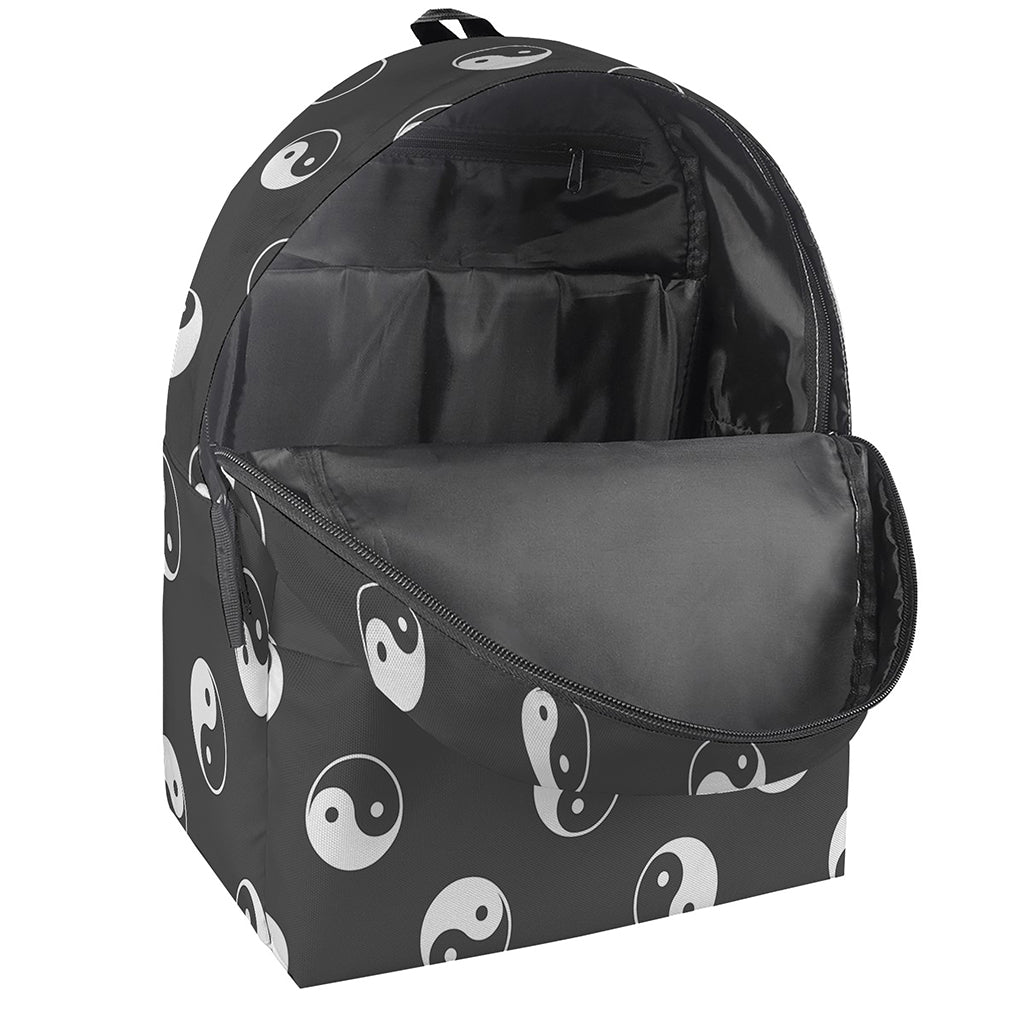 Grey And White Yin Yang Pattern Print Backpack