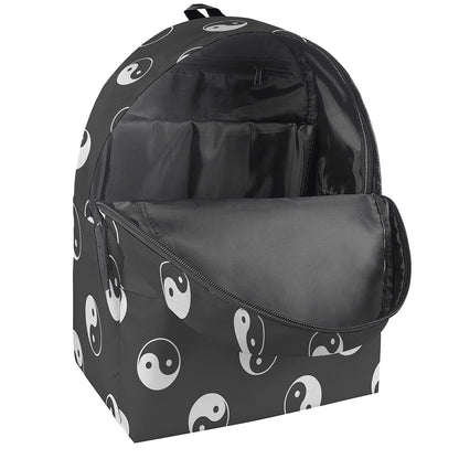 Grey And White Yin Yang Pattern Print Backpack