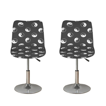 Grey And White Yin Yang Pattern Print Bar Stool Covers