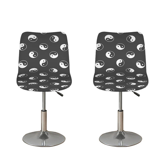 Grey And White Yin Yang Pattern Print Bar Stool Covers
