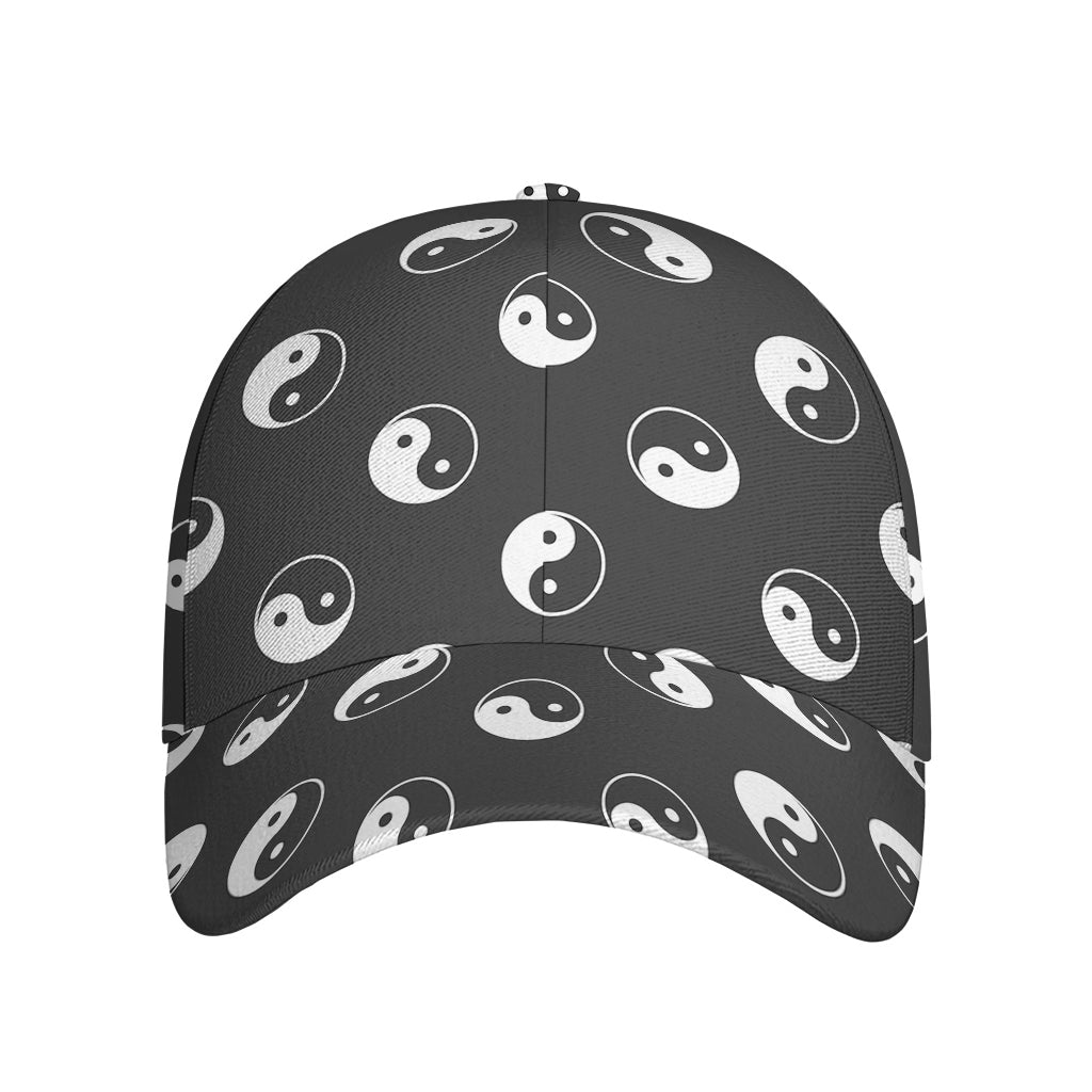 Grey And White Yin Yang Pattern Print Baseball Cap