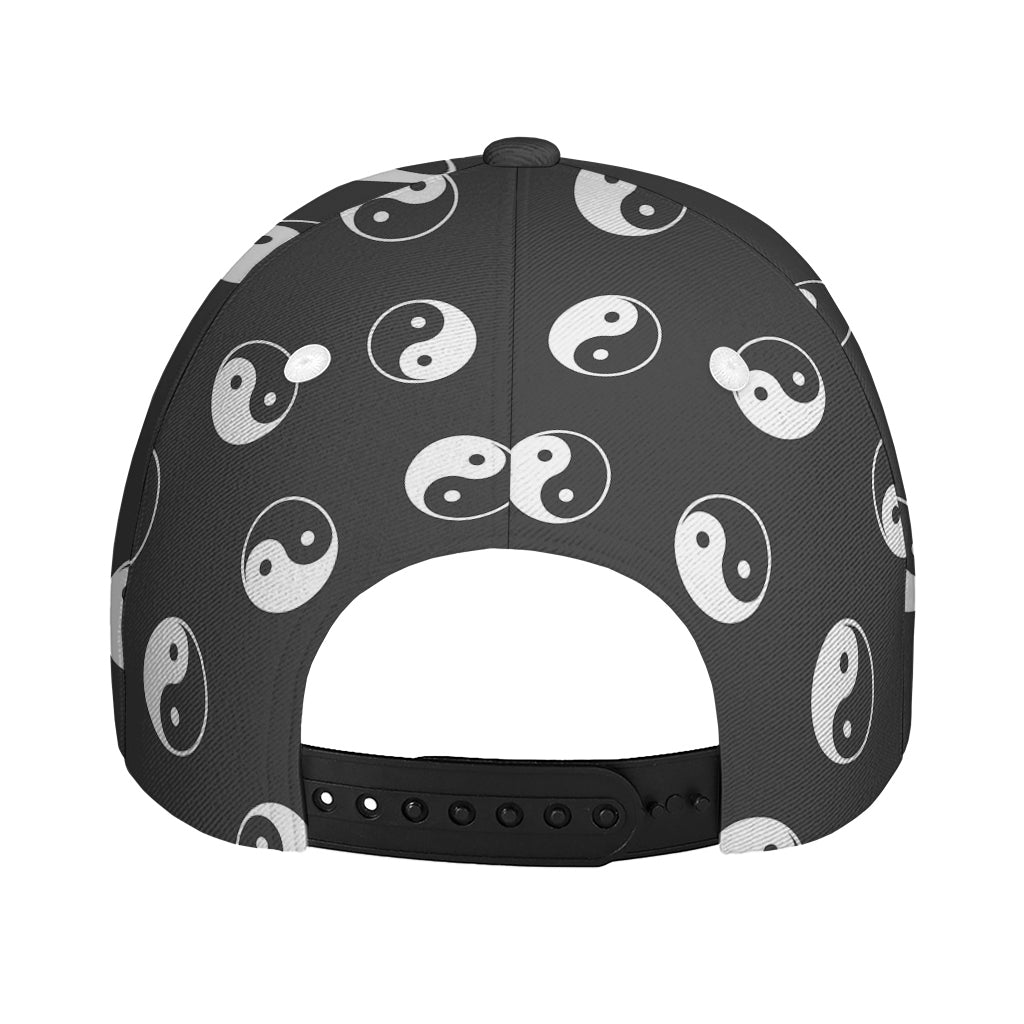 Grey And White Yin Yang Pattern Print Baseball Cap