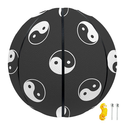 Grey And White Yin Yang Pattern Print Basketball