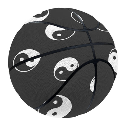 Grey And White Yin Yang Pattern Print Basketball