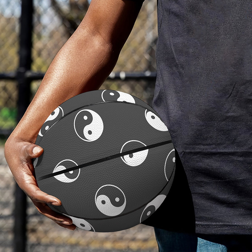 Grey And White Yin Yang Pattern Print Basketball