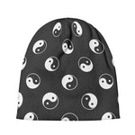 Grey And White Yin Yang Pattern Print Beanie