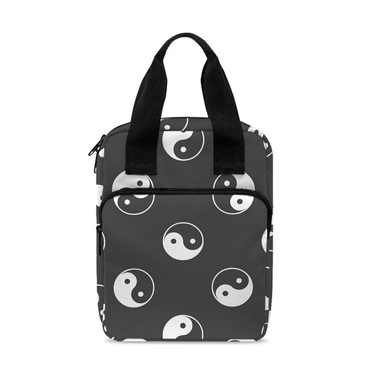 Grey And White Yin Yang Pattern Print Bible Tote Bag