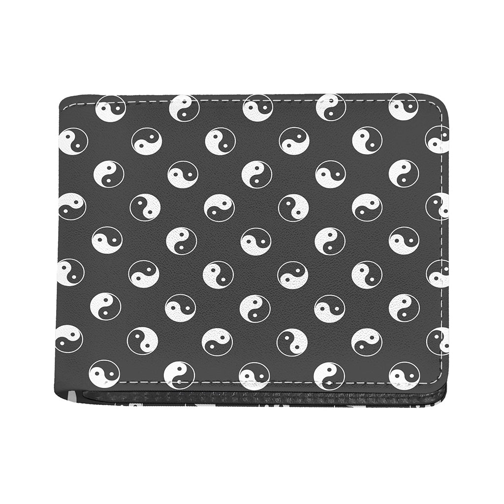Grey And White Yin Yang Pattern Print Bifold Wallet