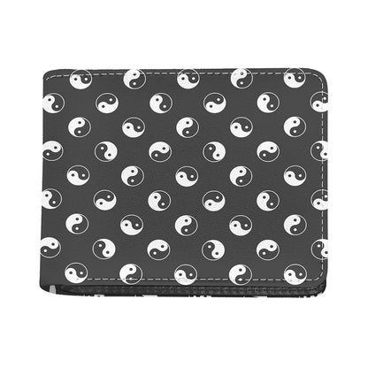 Grey And White Yin Yang Pattern Print Bifold Wallet