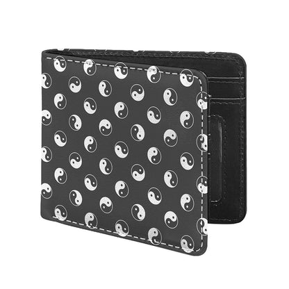 Grey And White Yin Yang Pattern Print Bifold Wallet