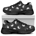 Grey And White Yin Yang Pattern Print Black Chunky Shoes