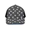 Grey And White Yin Yang Pattern Print Black Mesh Trucker Hat