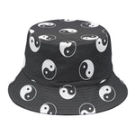 Grey And White Yin Yang Pattern Print Bucket Hat