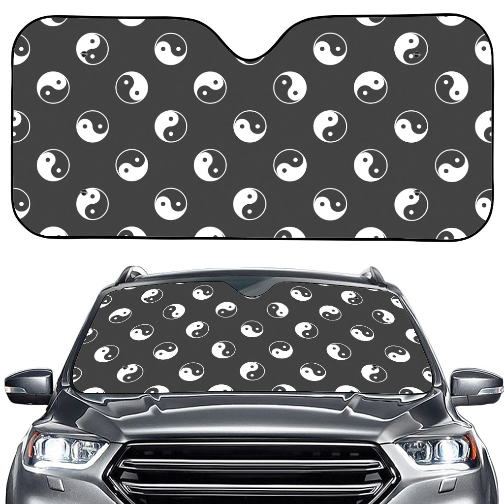 Grey And White Yin Yang Pattern Print Car Windshield Sun Shade