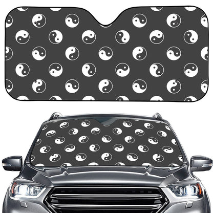 Grey And White Yin Yang Pattern Print Car Windshield Sun Shade