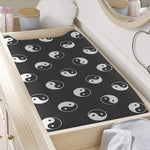 Grey And White Yin Yang Pattern Print Changing Pad Cover