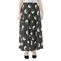 Grey And White Yin Yang Pattern Print Chiffon Maxi Skirt