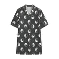 Grey And White Yin Yang Pattern Print Cotton Hawaiian Shirt