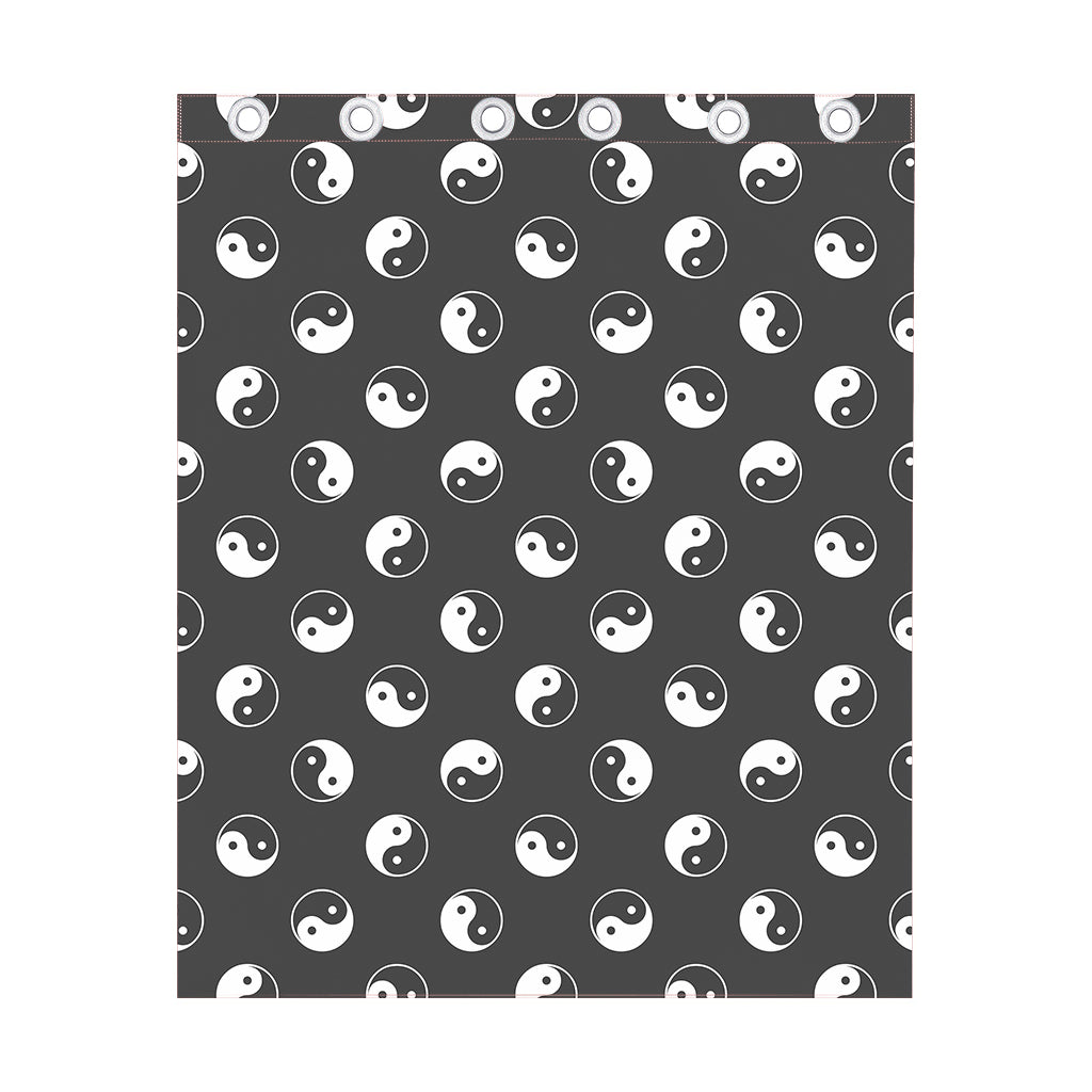 Grey And White Yin Yang Pattern Print Curtain