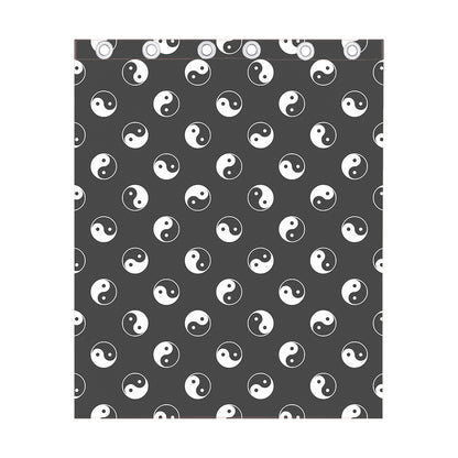 Grey And White Yin Yang Pattern Print Curtain