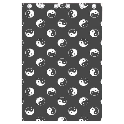 Grey And White Yin Yang Pattern Print Curtain