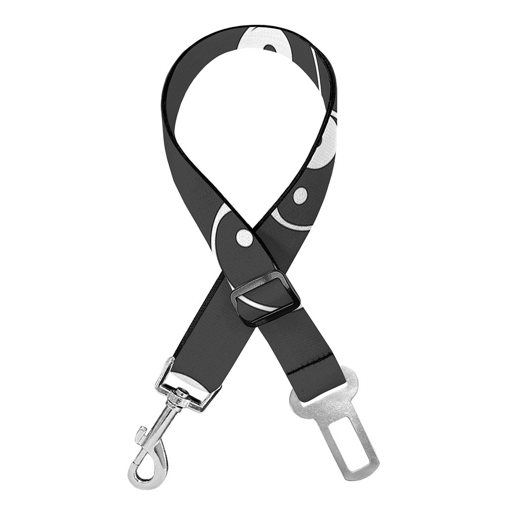 Grey And White Yin Yang Pattern Print Dog Seat Belt
