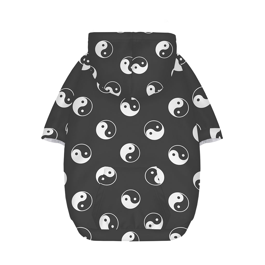 Grey And White Yin Yang Pattern Print Dog Zip Up Hoodie