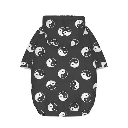 Grey And White Yin Yang Pattern Print Dog Zip Up Hoodie