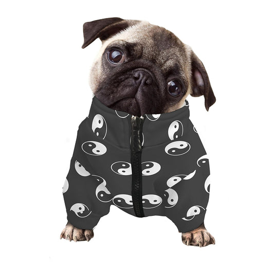 Grey And White Yin Yang Pattern Print Dog Zip Up Jacket