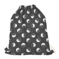 Grey And White Yin Yang Pattern Print Drawstring Bag