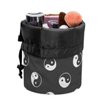 Grey And White Yin Yang Pattern Print Drawstring Makeup Bag