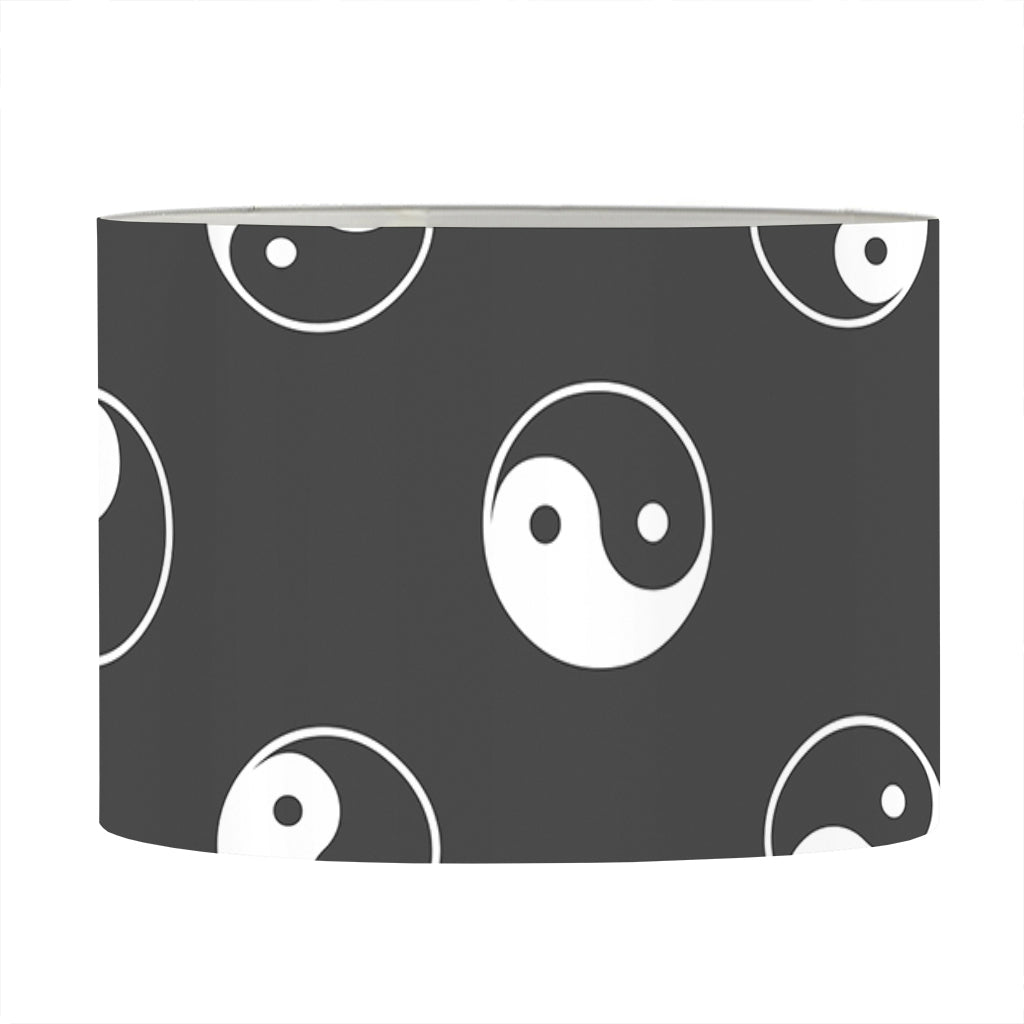 Grey And White Yin Yang Pattern Print Drum Lamp Shade