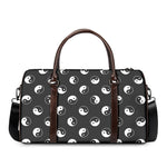 Grey And White Yin Yang Pattern Print Duffle Bag