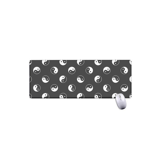 Grey And White Yin Yang Pattern Print Extended Mouse Pad