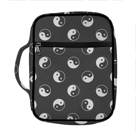 Grey And White Yin Yang Pattern Print Front Pocket Bible Bag