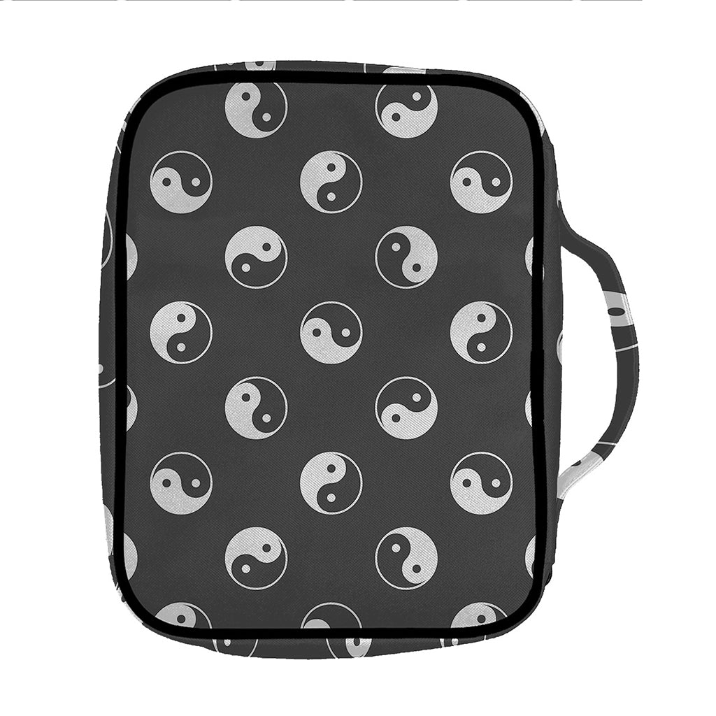 Grey And White Yin Yang Pattern Print Front Pocket Bible Bag